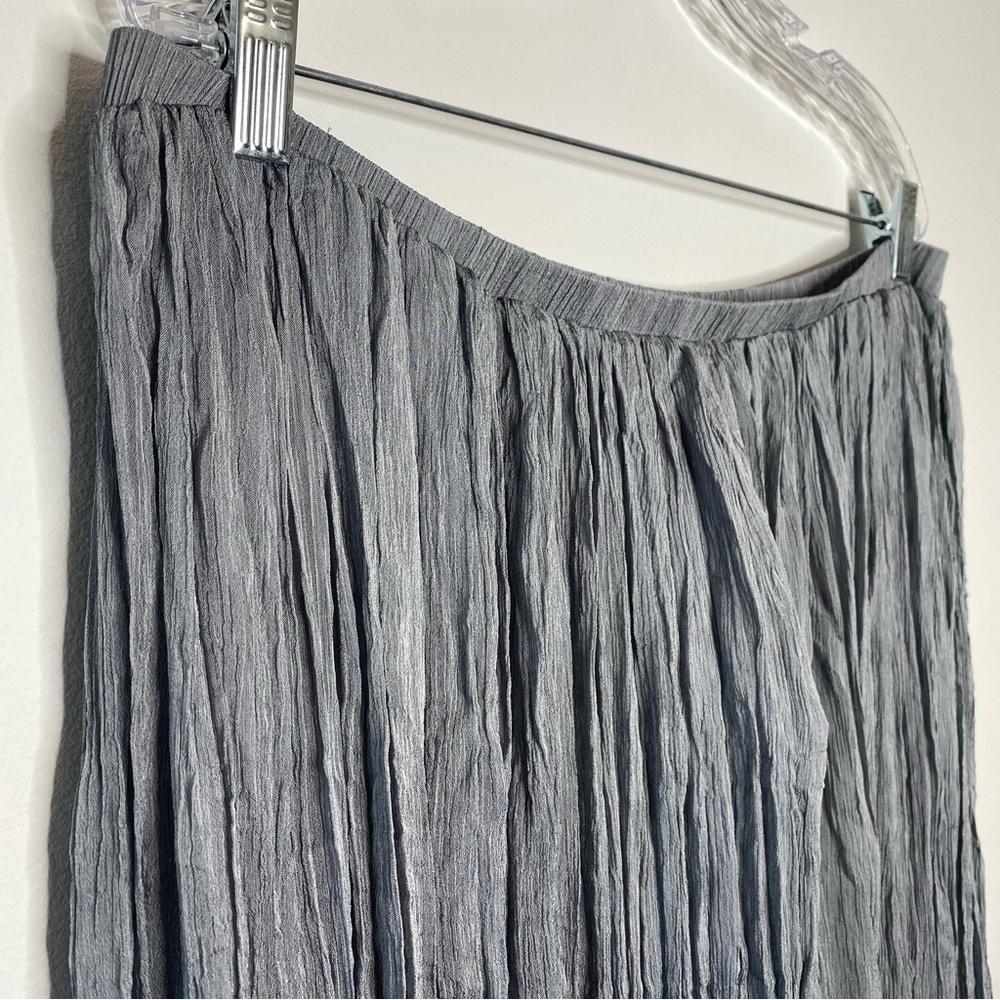 Badgley Mischka American Glamour Silver Crinkle Beaded Maxi Skirt - Picture 3 of 10